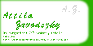 attila zavodszky business card